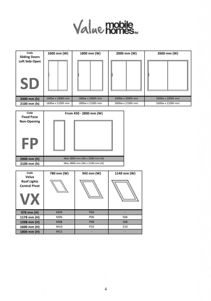 SPECIFICATION WINDOWS CHARTS Value Mobile Homes